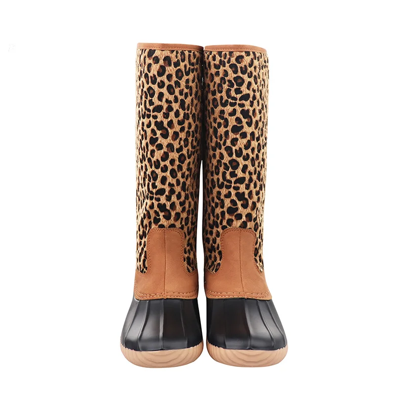 

Wholesale New Design Women Monogram Tall Leopard Duck Boots, As pic show