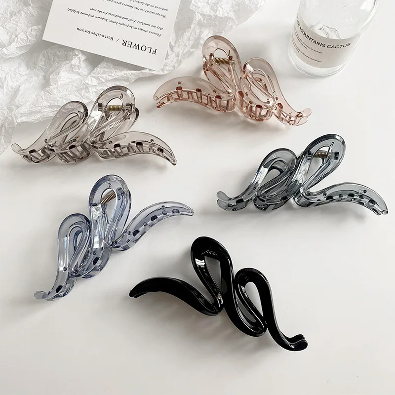 

13cm Plastic Wavy Hair Clip High-End Shark Clip Hair Accessories Big Wave Curve Clasp Clear Resin Matte Hair Clips