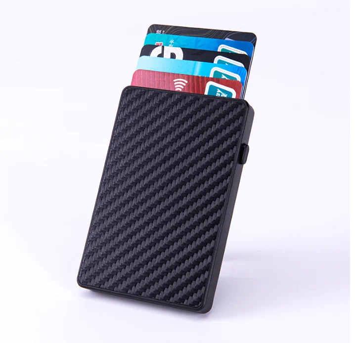 

Wholesale amazon hot selling drop shipping anti rfid pop up mens wallet carbon leather credit card holder, Black/carbon/brown/blue
