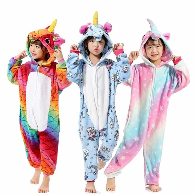 

Girls Cartoon Animal Pajamas Children Christmas Pajamas Kids Winter Thick Pajama Girls Unicorn Pijamas 4 6 8 10 12Years