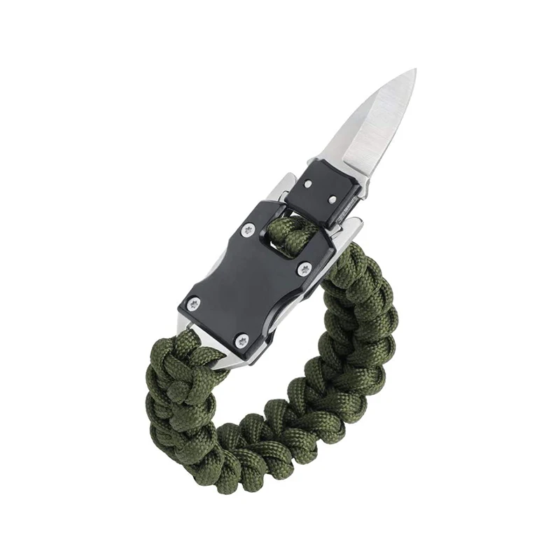 

Hot sale multifunctional survival paracord knife bracelet, paracord bracelet lock, paracord accessory, Green, black and etc