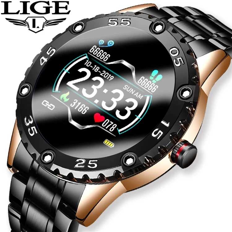 

LIGE Men Smart Watch Heart Rate Monitoring Smartwatch Waterproof Fitness Tracker Pedometer Sport Smart Watch Men for Android ios