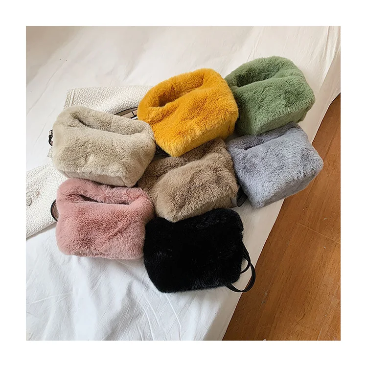 

Small Soft Faux Fur Totes 2021 Winter Fashion Fluffy Plush Handbags and Purses Chunky Cute Clutch Women Shoulder Crossbody Bags