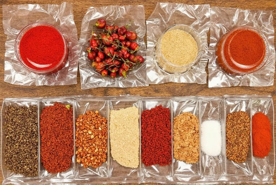 Whole ground and crushed pepper comparison