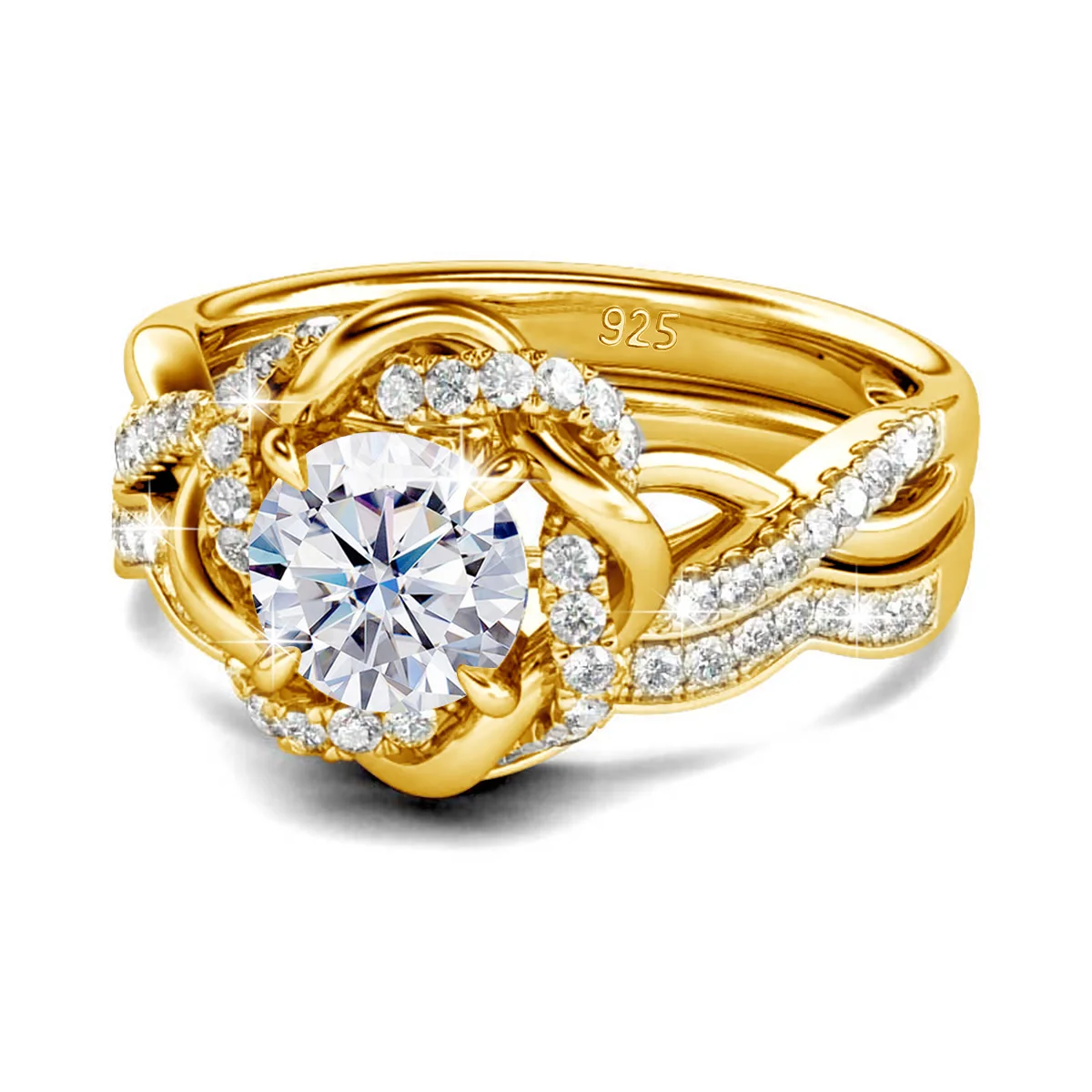 

2023 trend jewelry petal design 3-carat Moissanite Diamond Rings 18K Gold silver platinum engagement rings set