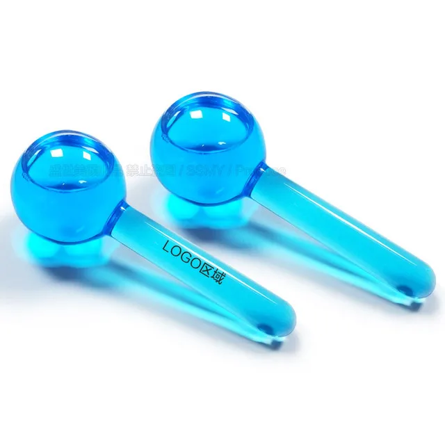 

Reusable Beauty Care Gel Heating Cooling Massager Hockey Glass Roller Ice ball Facial Ice globes for Tighten Face Skin, Blue, pink, or customized