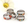 2Pcs/lot Multicolor 5 Sizes Stainless Steel Ring Religious Catholic Enamel Round Rings Alloy Rings lap