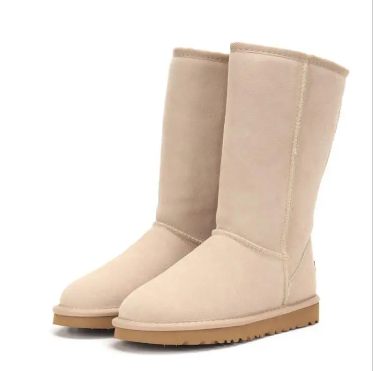 

OEM 12 Colors Classics Cow Leather Womens Snow Boots Drop Shipping high-top Warm Fur Winter Boots
