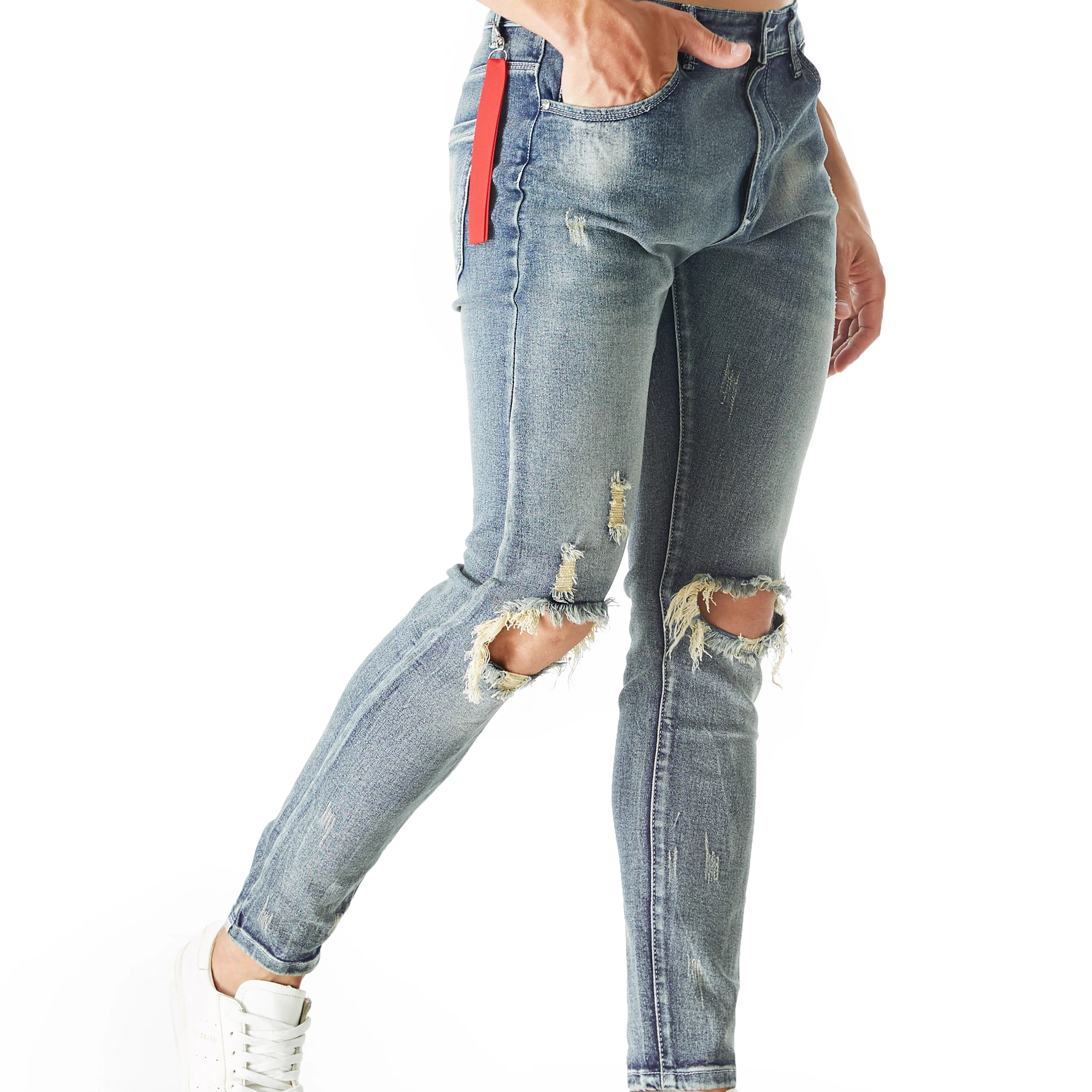 

Wholesale ripped fashion casual skinny denim trousers jeans for Blue ripped jeans