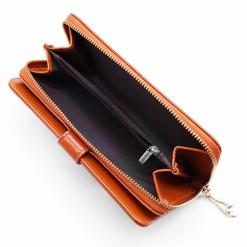 

Personality Men's Double Zipper Wallet High Qualited Marvelous custom real Leather wallets for women, Customized colors