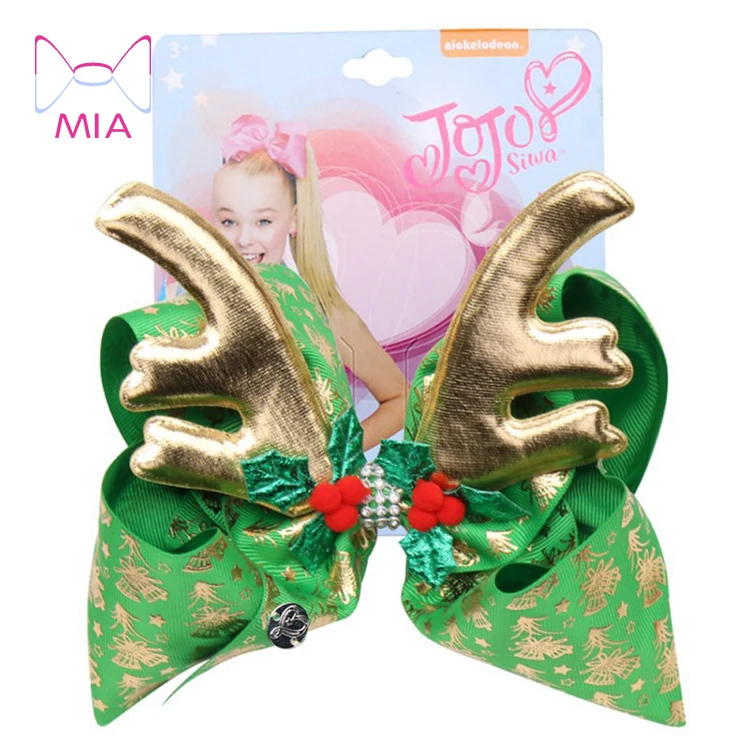 

Mia Free shipping New  Christmas elk antlers hair accessories Snow gilding christmas hair bows for girls, Picture shows