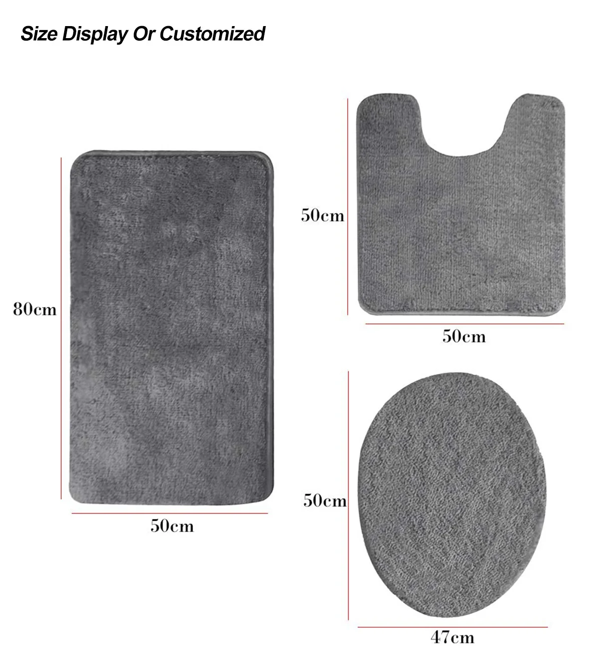 Custom Bathroom Rug Set 3 Pieces Nonslip Shaggy Soft Rectangular Area