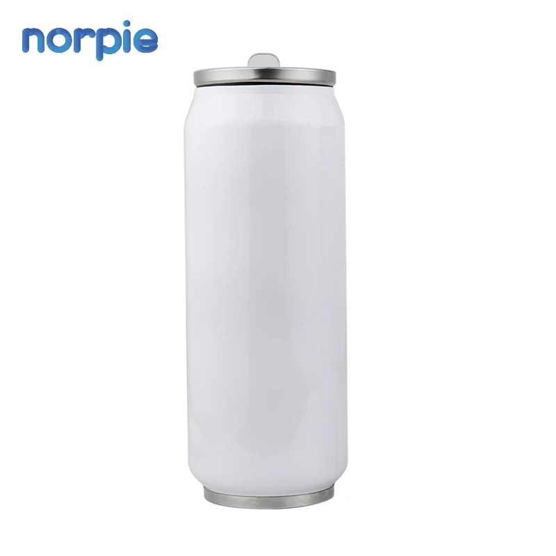 

New sublimation blank 15oz cola can stainless steel tumbler with straws, White