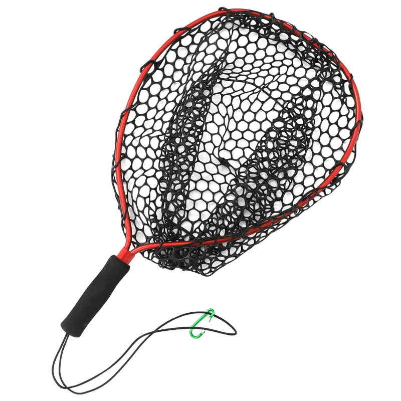 

Fly Fishing Landing Net Outdoor Fishing Brail Blue Soft Rubber Material Landing Net Eva Handle Fishing Nets Tool Accessory, Red