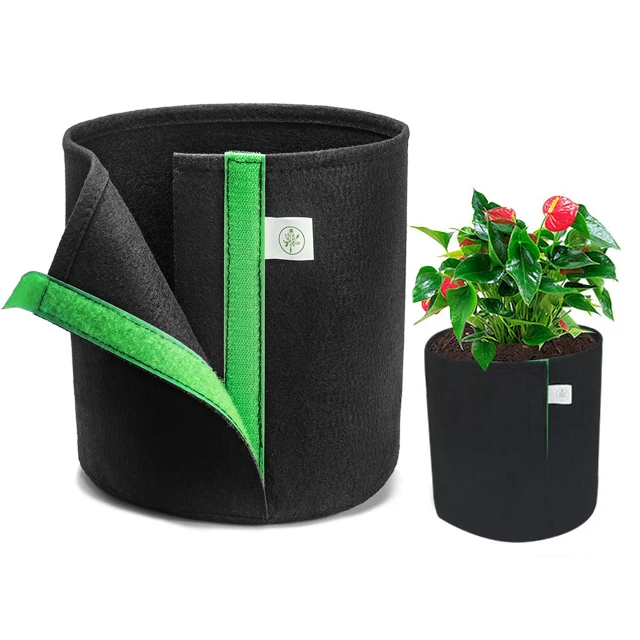 

1 2 5 10 gallon durable non woven nursery grow bags for transplant, Gray khaki black brown green