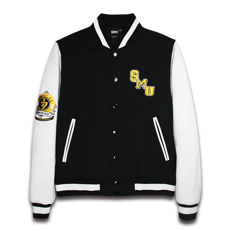 

Fleece Custom Button Up Varsity Bomber Jacket, Available for 20 colors