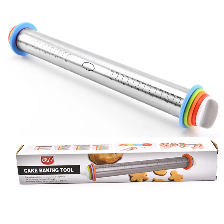 

Non Stick Stainless Steel Rolling Pin Pastry Pie Adjustable Rolling Pin
