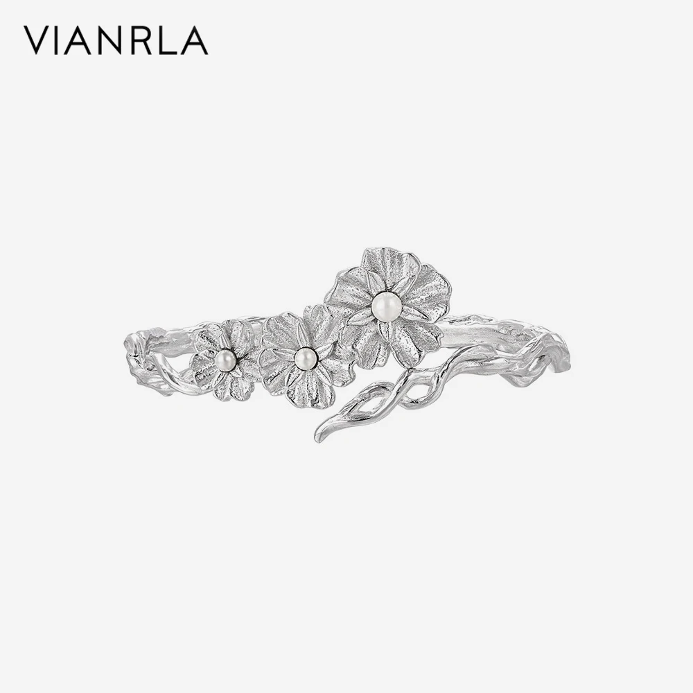 

VIANRLA 925 Sterling Silver Plant Flower Bracelet Silver Plating For Girl Jewelry Support Dropshipping