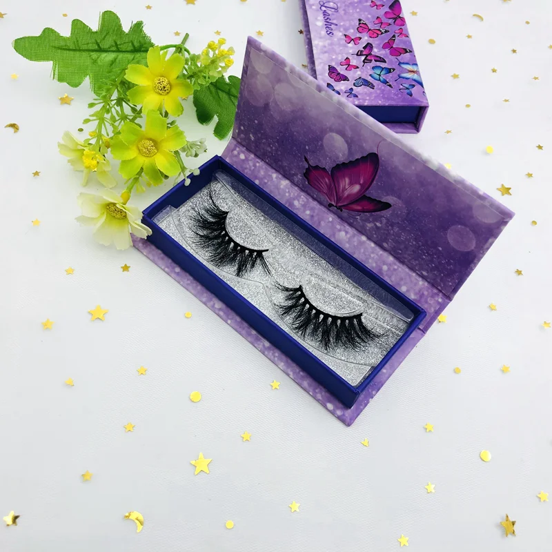 

Wholesale 3d Natural Mink Lashes Butterfly Eyelash Case Cute Lashbox Packaging with 25mm Siberian Mink Lashes, Natural black mink eyelashes