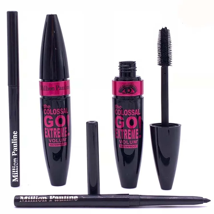 

Wholesale Waterproof Long Lasting Makeup set Thick Curling Mascara & Quick Dry Eyeliner Pen 2 in 1 OEM