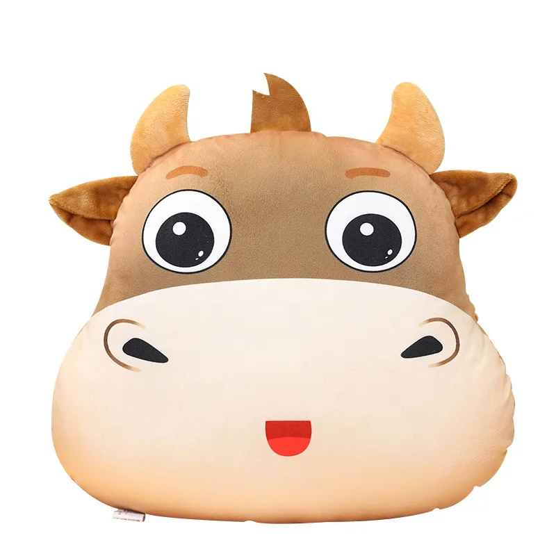 

cute plush cow pillow lovely stuffed plush cow head toys, Customized color