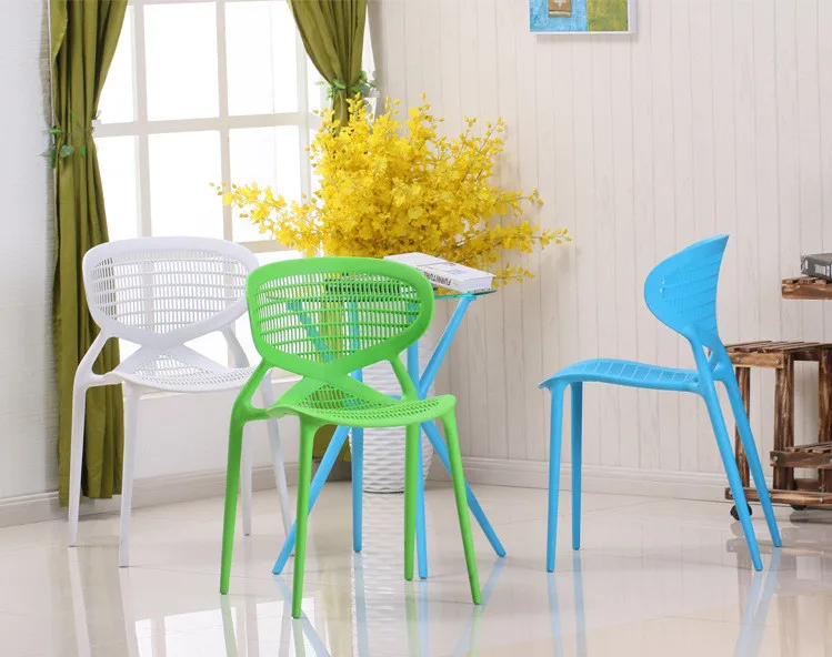Full Plastic Home Furniture Elegant Dining Chair Colorful Stackable Plastic Chairs