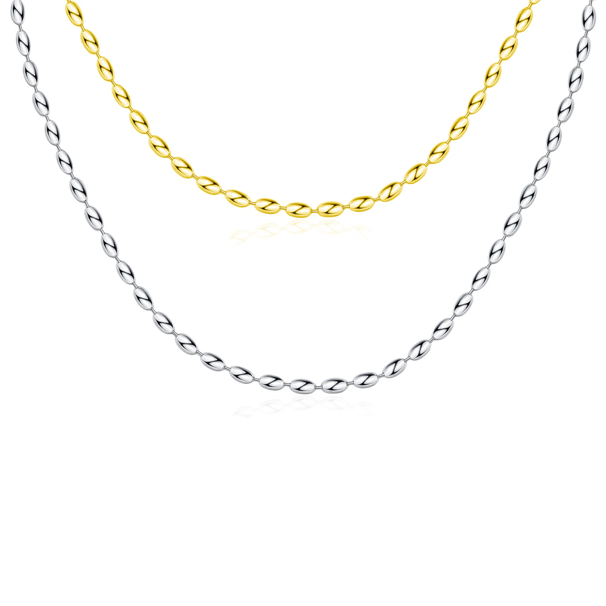 

Wholesale Customized 316L Stainless Steel Plated 14K Gold Bead Chain Necklace for Men and Women Jewelry