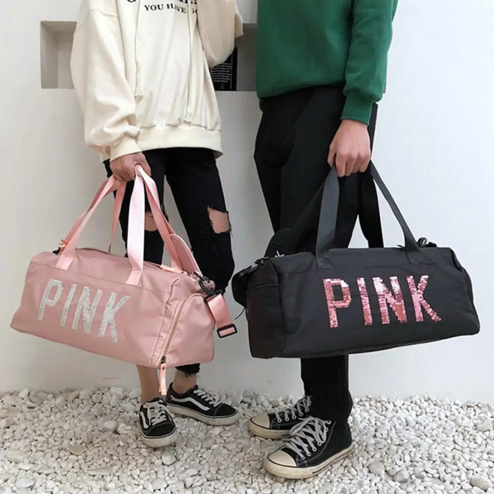 
Custom Lightweight Waterproof Gym Large Capacity Sport Bag Outdoor Travel Pink duffle Bag With Shoe Compartment 