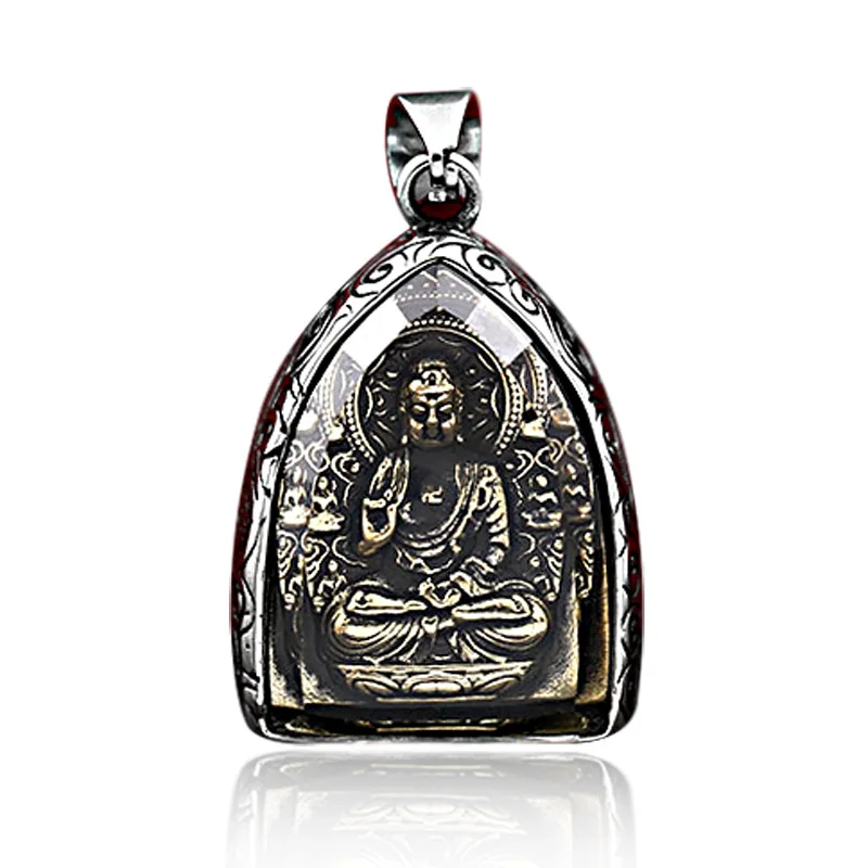 

Customized Wholesale 3 Different Styles Stainless Steel Exquisite Maitreya Buddha Necklace Pendant, Picture shows