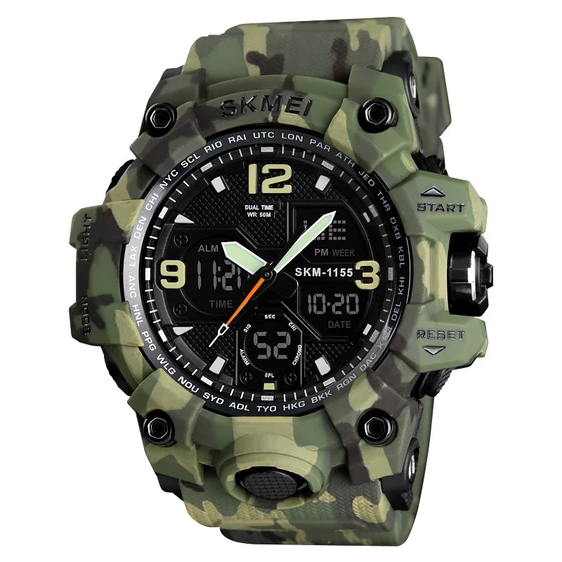 

Skmei Men Fashion Sports Water Proof Watch 1155B Analog Digital Wristwatches 2021Plastic Resin Unisex Round Buckle 2 Years 26cm