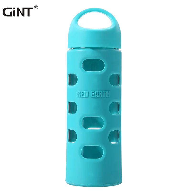 

GiNT 580ml Custom Logo Morden Style Anti-scald Silicone Rubber Water Cup Glass Water Bottle for Valentine's Day Gift, Customized colors acceptable