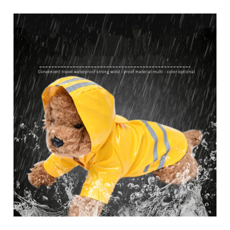 

S-XL Pets Dog Clothes Hooded Raincoats Reflective Strip Dogs Rain Coat Waterproof Jackets Outdoor Breathable Clothes For Puppies, Blue,black,red,pink,yellow