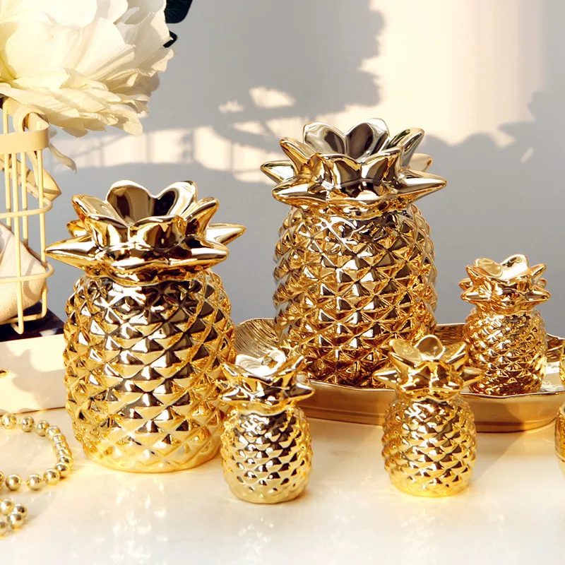Christmas Gifts Golden Ceramic Pineapple Decoration For Home Bedroom DecorativeChristmas Gift Home Decoration Ceramic Pineapple