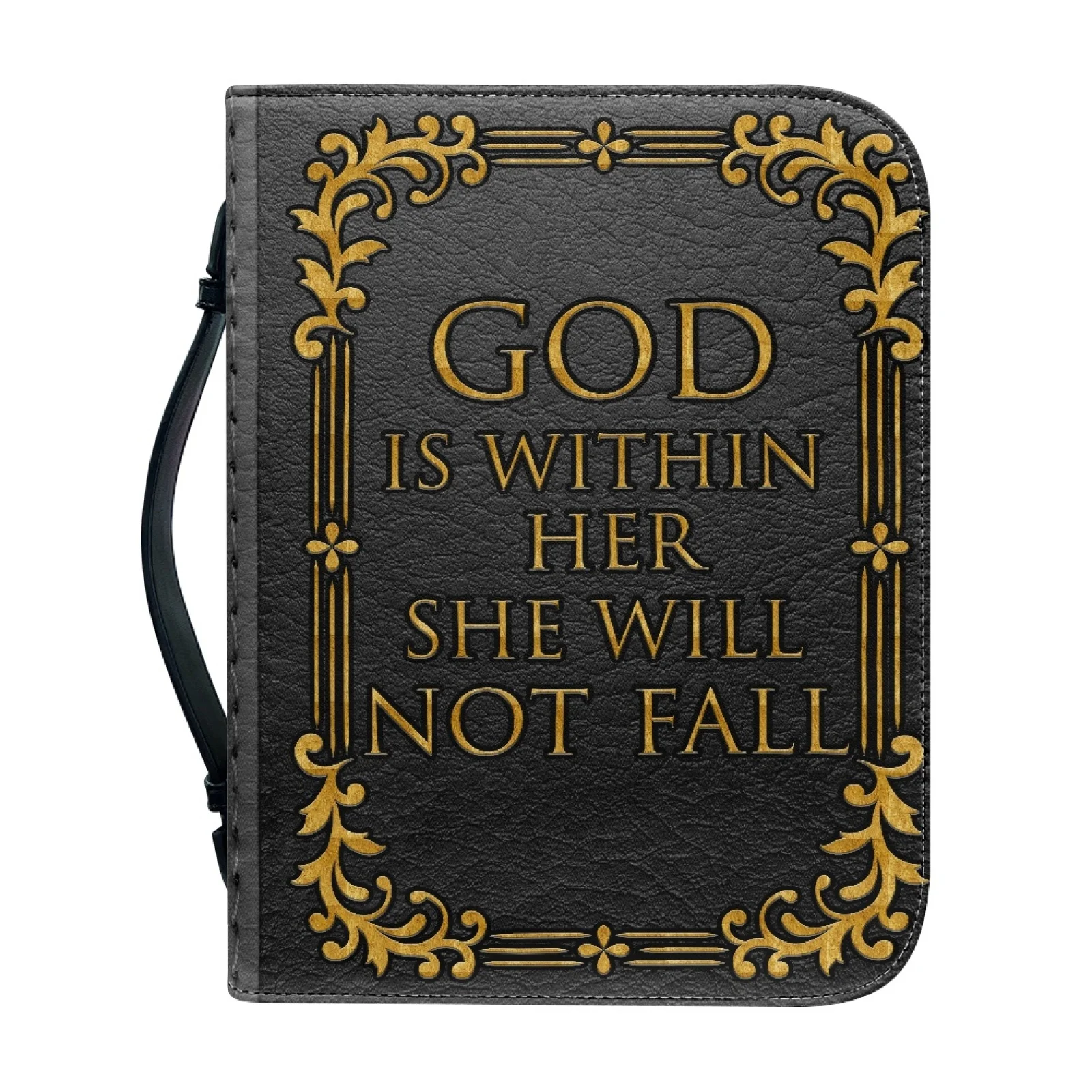 Multi-Size Printed Zippered PU Leather Bible Cover Factory Custom Bible Covers Holder Church Bag With Pen Slots and Pockets