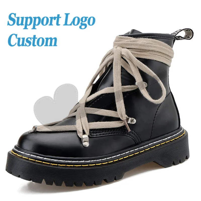

Winter Spring Boots Custom Women Shoes Lace-up Ladies Ankle Boots For Platform Vintage Boots, Customized color