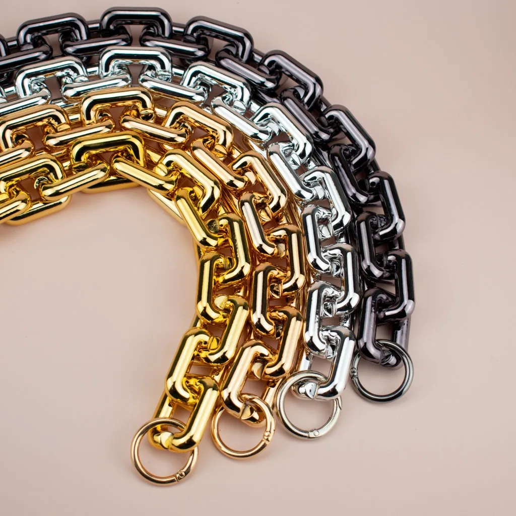 

REWIN Wholesale UV Plated Rose Gold Black Silver Plastic Purse Chain Handle for Handbag Big Acrylic ABS Bag Chain for Lady, Black, silver, gold, rose gold