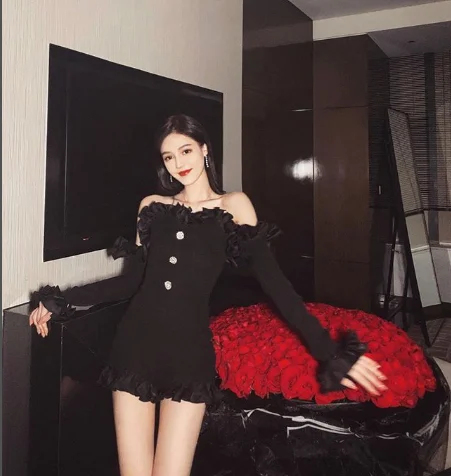 

Latex Off the Shoulder High Waist Women Black Satin Fashion Bodysuits, As picture