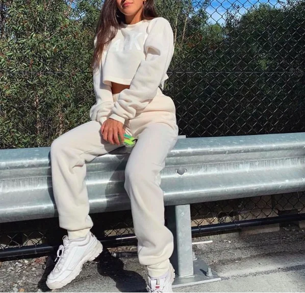 Women Hoodies Clothing Set Casual Pants 2 Piece Set Solid Warm Clothes Women Workout Set Top Ladies Suit Pants
