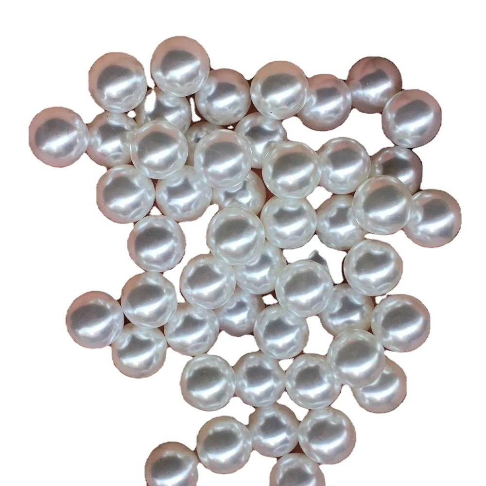 

High Quality ABS Plastic Pearl Beads No Hole for Craft Decoration, White and ivory