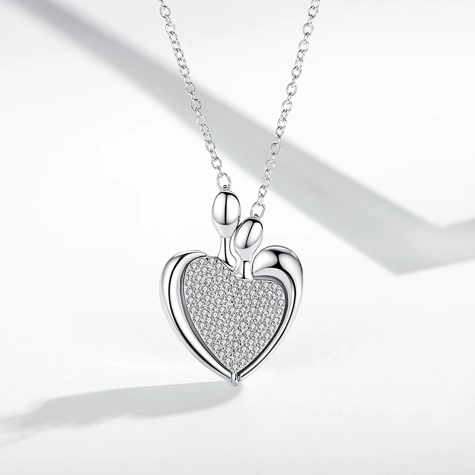 

Women Accessories Cubic Zircon 925 sterling silver Heart Shape Necklace Couples Necklace Valentine's day Wearing