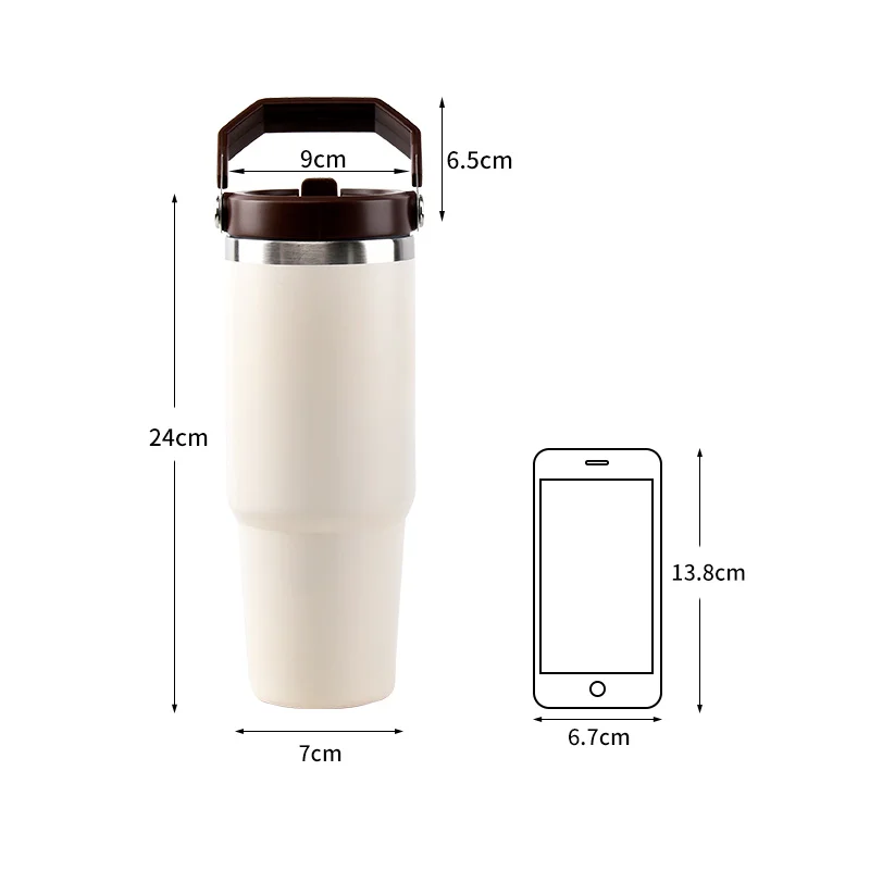 

HYB OEM 30OZ Vacuum Insulated Stainless Steel Outdoor Water Bottle Travel Mug with Lifting Handle