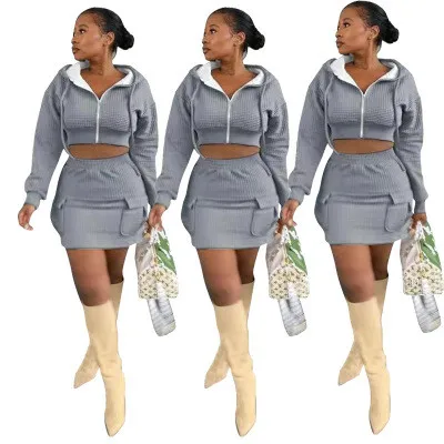 

B14951A New sexy lady 2021 winter 2 pcs casual dress