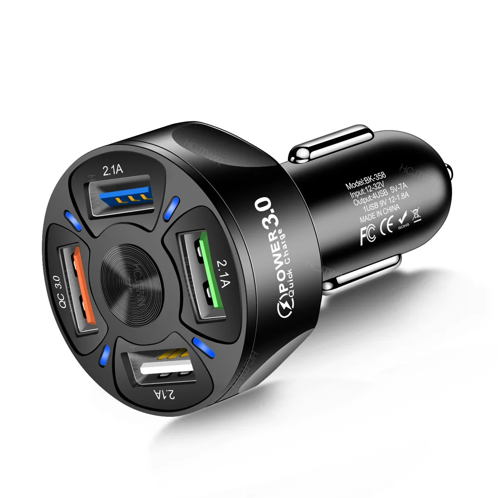 

New Design 3A QC3.0 ,4 USB fast charge car charger wireless USB fast charge car phone charger for mobile phone