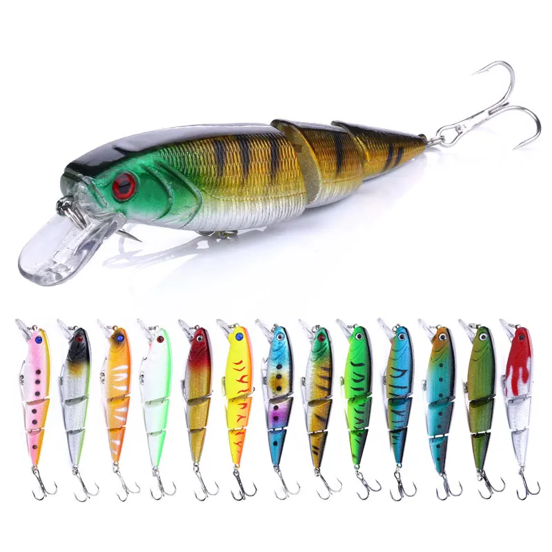 

Free shipping 15pcs/set Multi Jointed Fishing Lure hard Plastic Minnow 10.5cm 14g Fish lure, 15 colours available/unpainted/customized