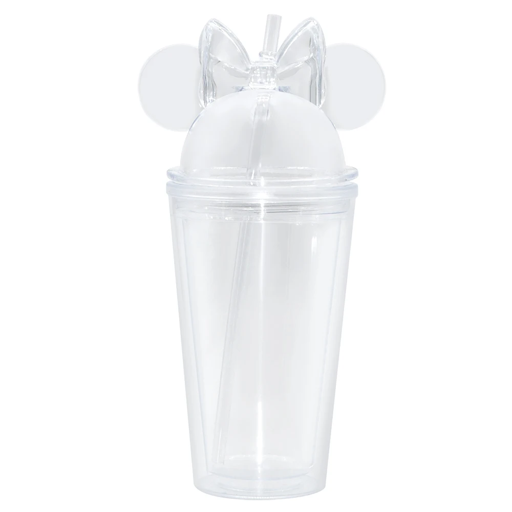 

Wholesale 350ml 450ml 650ml Mickey Minnie Ear Acrylic Plastic Tumbler Cup With Dome Lid And Straw