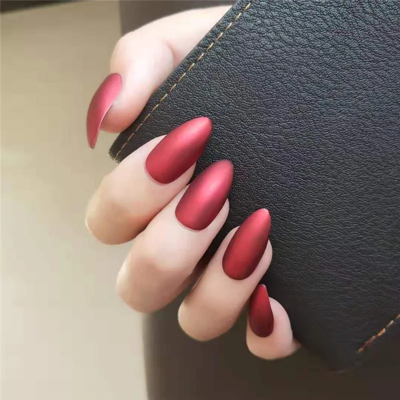 

red color women ins style new Nail glue fashion hot sale fingernail waterproof nails with glue, Colorful