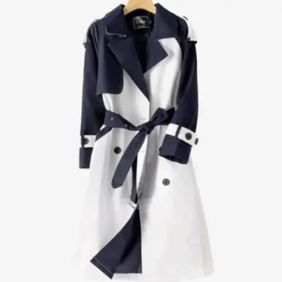 

V11 2021 Autumn Winter Women Plus Size Long TrenchCoat Female Patchwork Classic Windbreaker S-4XL