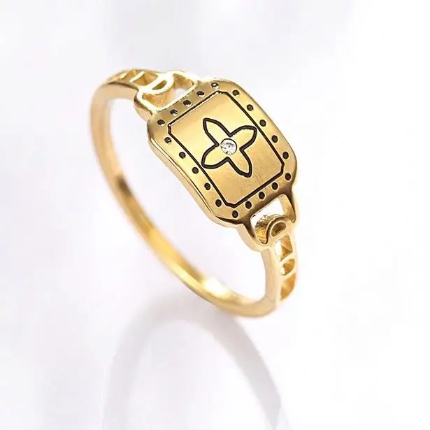 

Fashion 18K Gold Plated Factory Price Stainless Steel Ring With Zircon For Girls, Customized color