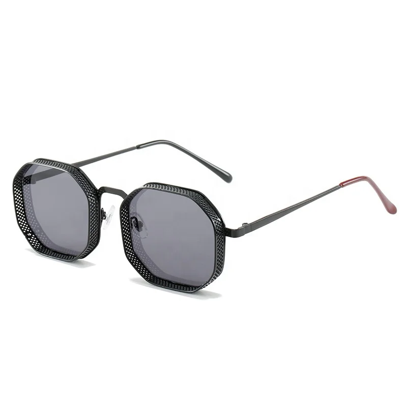 

Retro Steam Punk Sun Glasses 2022 High Quality Metal Polygonal Men Sunglasses Shades