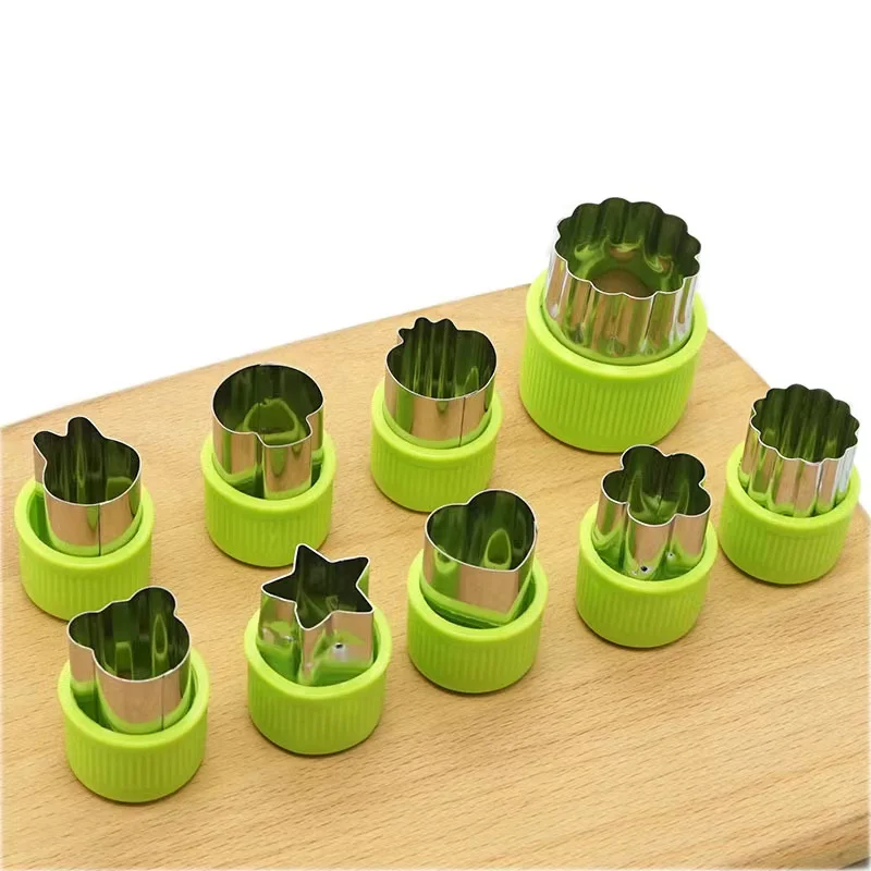 

A479 9pcs Cookie Fruit Stamp Cutters Mold Set Stainless Steel Bakeware Fruit Vegetable Cutter Shapes Set, Stock or customized